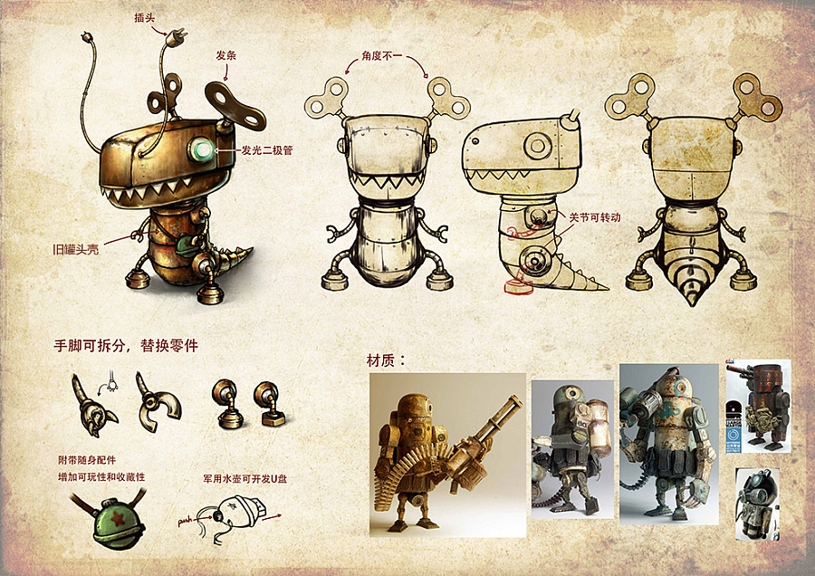 蒸汽朋克風機械龍 卡通形象的奇幻設計